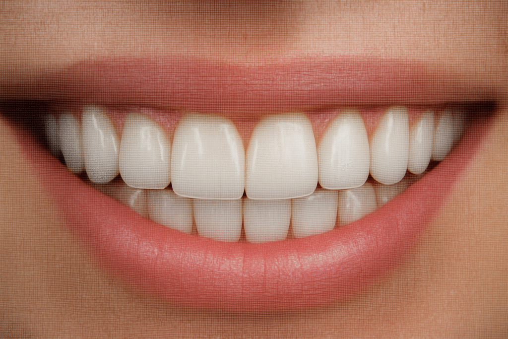 Sorriso digital com dentes alinhados e brancos gerado por planejamento DSD